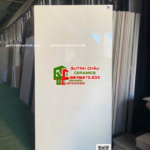 Gạch lát nền 60x120 kem trắng vân đá bóng kính                   