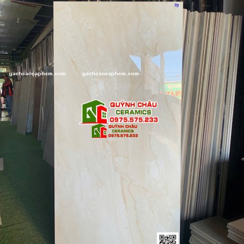 Gạch lát nền 60x120 kem vân đá ivory bóng kính                     