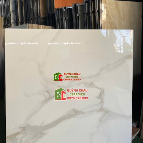 Gạch lát nền ấn độ 1000x1000 porcelain trắng vân đá Marble bóng kiếng