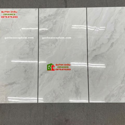 Gạch lát nền Malaysia 60x120 xám trắng vân đá bóng kiếng