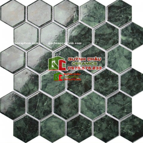 Gạch mosaic lục giác màu xanh rêu
