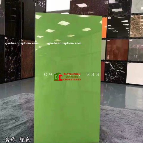 Gạch nhập khẩu 60x120 màu xanh lá siêu bóng kiếng cao cấp