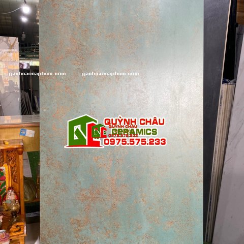 Gạch nhập khẩu ấn độ size 80x160 hiệu ứng màu đồng rỉ sét xanh Green Stell bề mặt mờ độc đáo