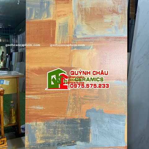 Gạch nhập khẩu ấn độ size 80x160 họa tiết tranh sơn dầu màu vàng và xám Vintage Yellow Oil Paint bề mặt mờ độc đáo