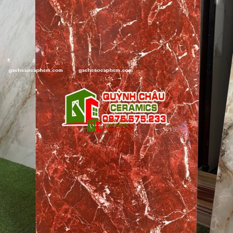 Gạch ốp lát 60x120 vân đá marble đỏ vân trắng trung quốc