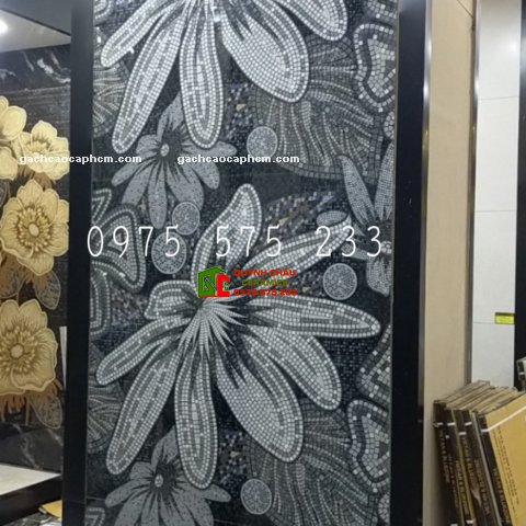 Gạch ốp lát ấn độ 60x120 trang trí điểm nhấn bông hoa đẹp