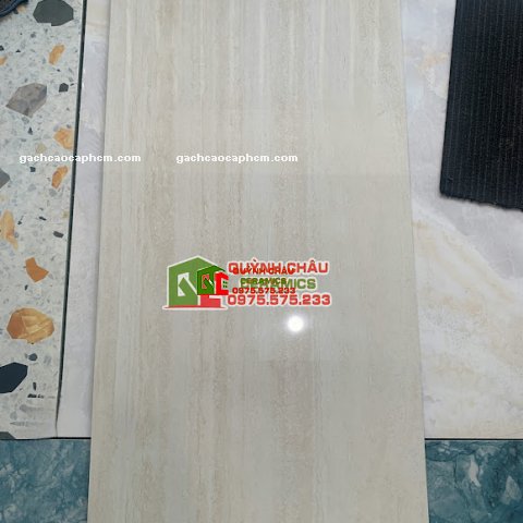 Gạch ốp lát Viglacera 60x120 Travertine bóng kính kem vân đá