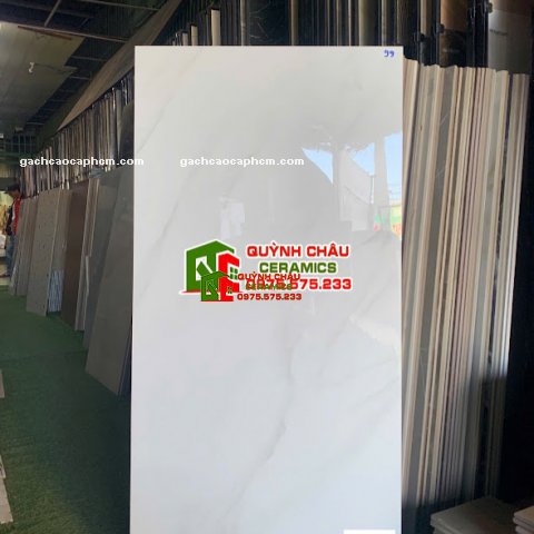 Gạch ốp tường 60x120 trắng vân nhạt bóng kính                
