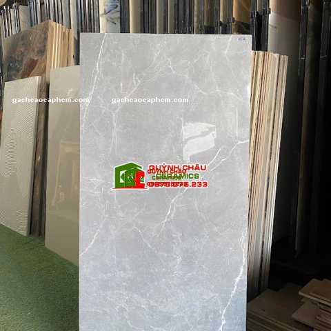Gạch Vicenza 60x120 bóng xám vân trắng