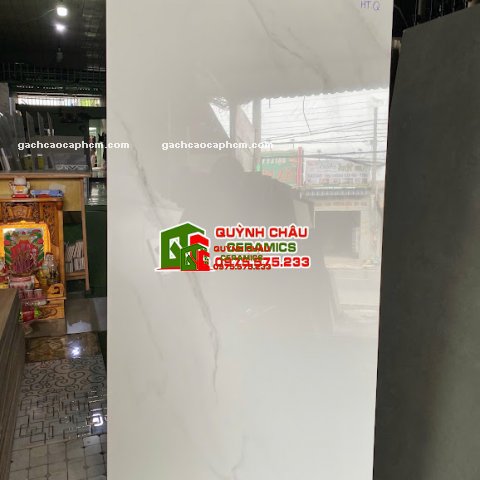 Gạch Vitto 60x120 trắng vân xám bóng kính