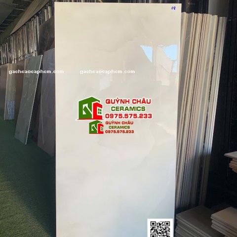 Gạch xương đá trắng 60x120 bóng kính kem sữa vân mây               