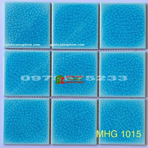 Mosaic màu xanh vỉ 305x305 xanh men gốm dạn HD