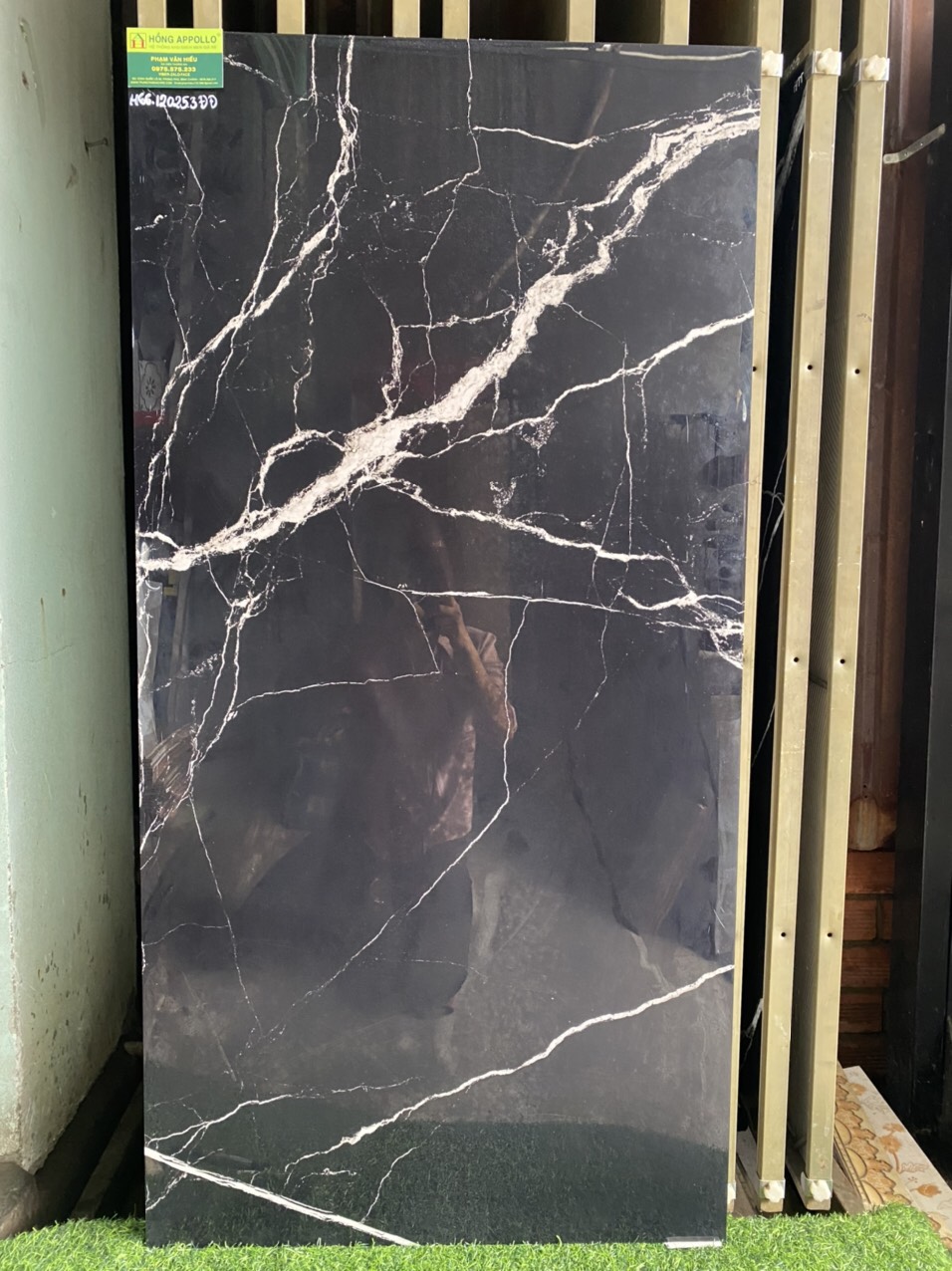 Gạch Bóng Kiếng 60x120 Cao Cấp Đá Marble Đen Vân Trắng