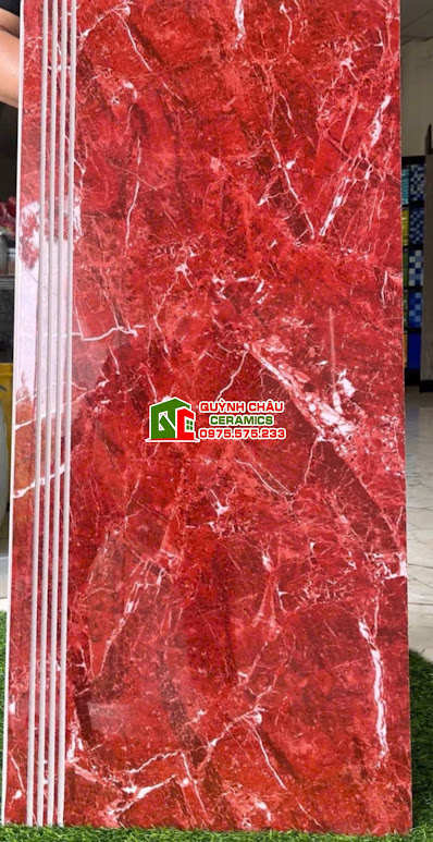 Gạch lát cầu thang 47x100 đá đỏ vân trắng