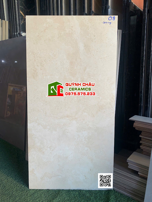 Gạch ấn độ 60x120 mờ kem carving full body