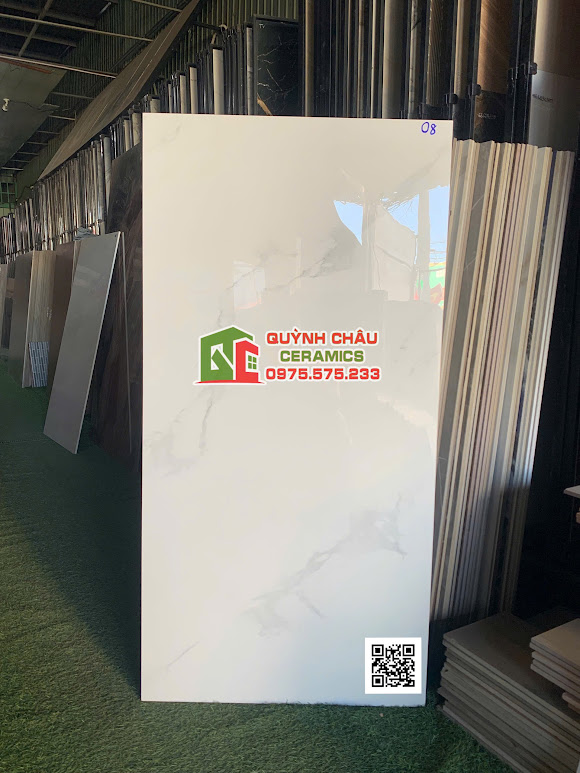 Gạch full body 60x120 trắng vân xám bóng kính