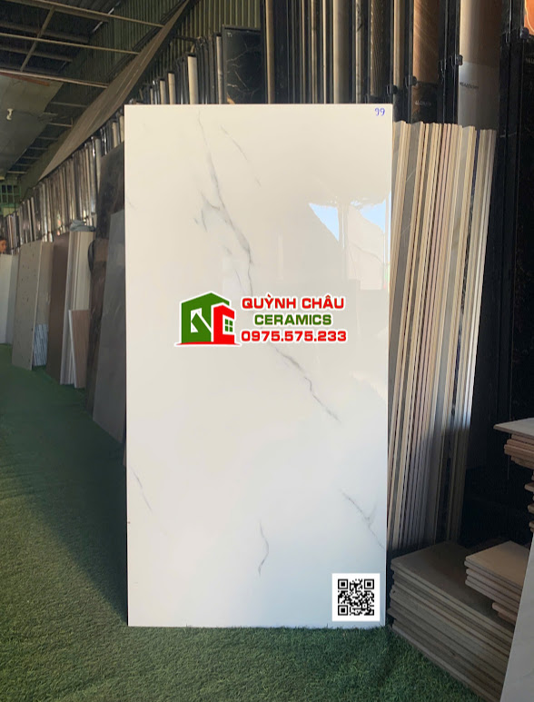 Gạch 60x120 trắng vân khói xám nhẹ bóng kính