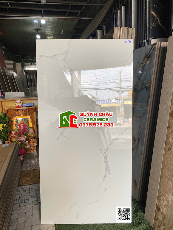 Gạch trắng vân mây 60x120 bóng kính ấn độ