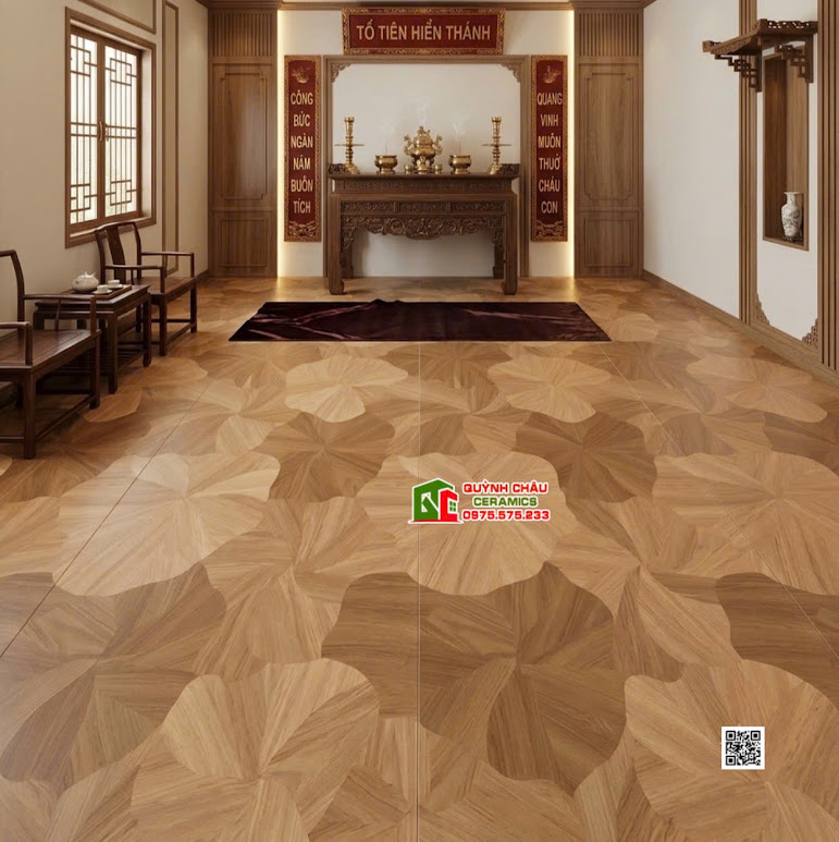 Gạch lá sen lát phòng thờ khổ lớn 60x120 trung quốc