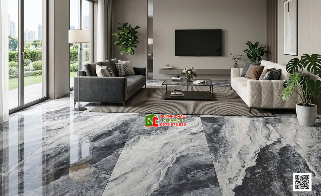 Gạch malaysia 60x120 lát nền phòng khách vân đá bóng kiếng cao cấp