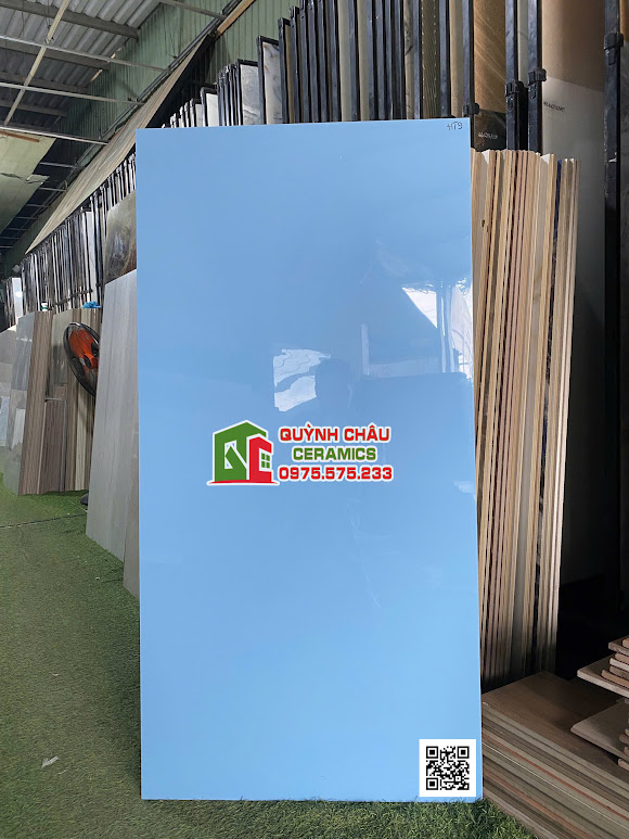 Gạch ốp lát 60x120 xanh biển đơn sắc bóng vi tinh