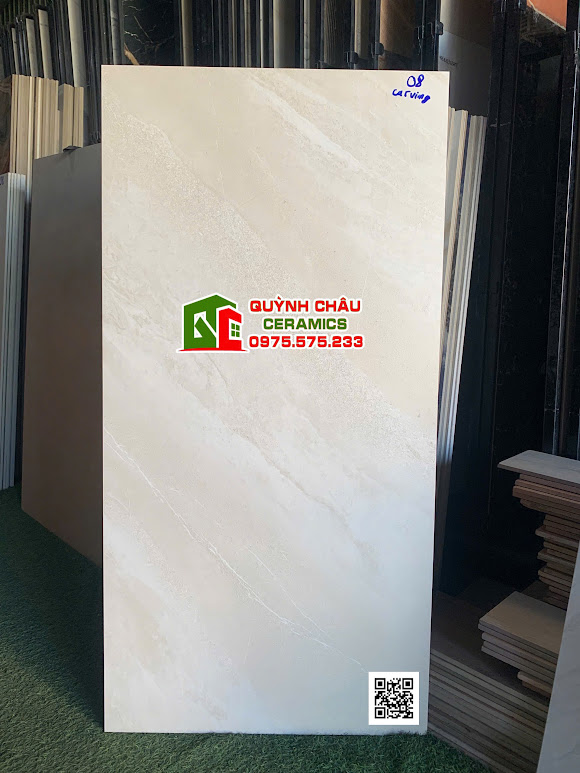 Gạch lát nền 60x120 mờ kem vân đá full body ấn độ