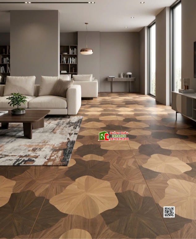 Gạch lá sen lát phòng khách nhập khẩu 60x120 trung quốc
