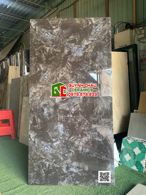 Gạch 80x160 ốp mặt tiền đá đen xanh siêu bóng kính