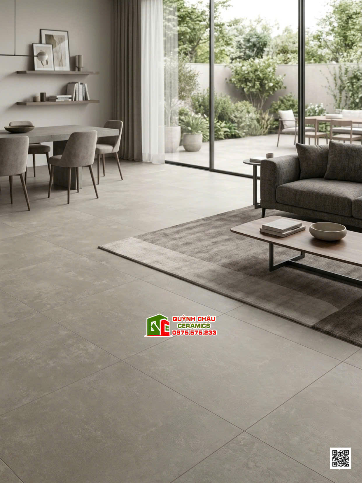 Gạch lát phòng khách 1000x1000 ấn độ đá mờ màu xám xi măng