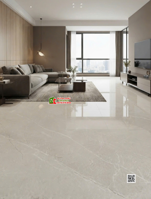 Gạch khổ lớn 120x120 ấn độ đá bóng xám kem nhạt
