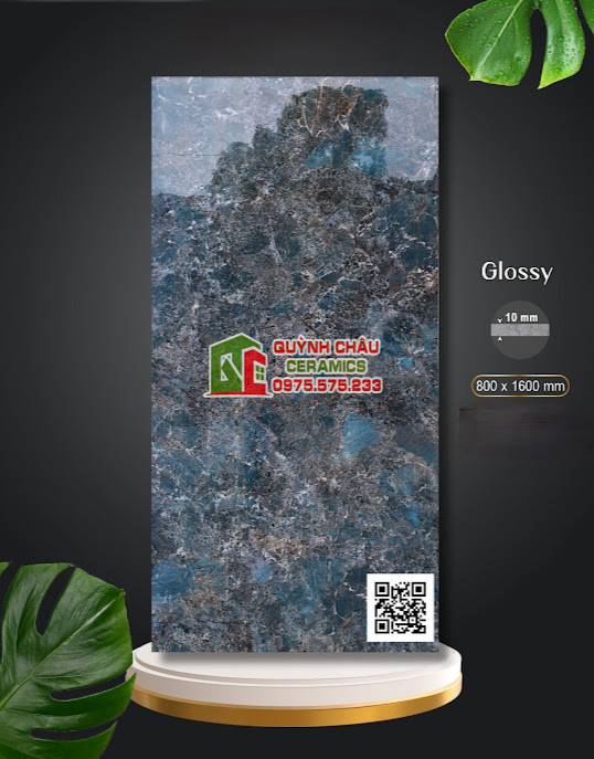 Gạch apodio 80x160 vân đá màu xanh ngọc bóng kiếng