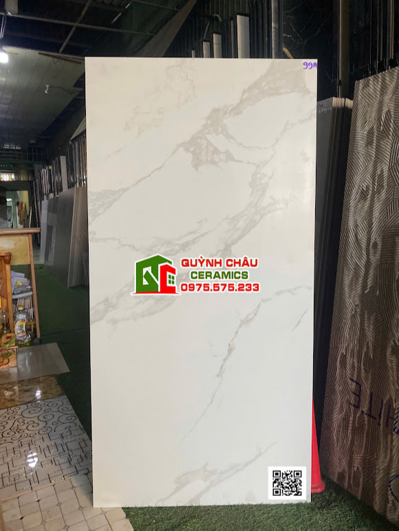 Gạch lát nền 60x120 trắng vân marble xám mờ baby skin
