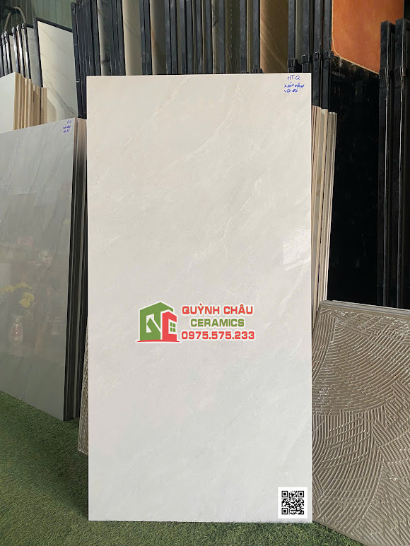 Gạch ốp lát cmc 60x120 bóng kính màu xám nhạt vân đá