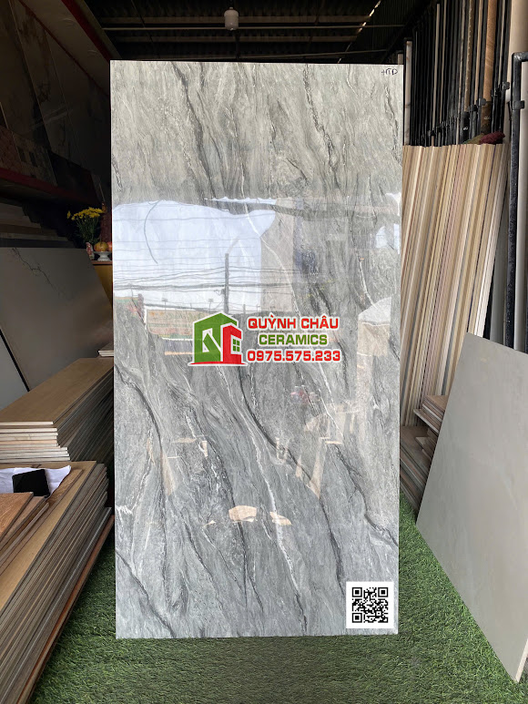 Gạch lát nền 60x120 xám giả đá bóng kính ấn độ