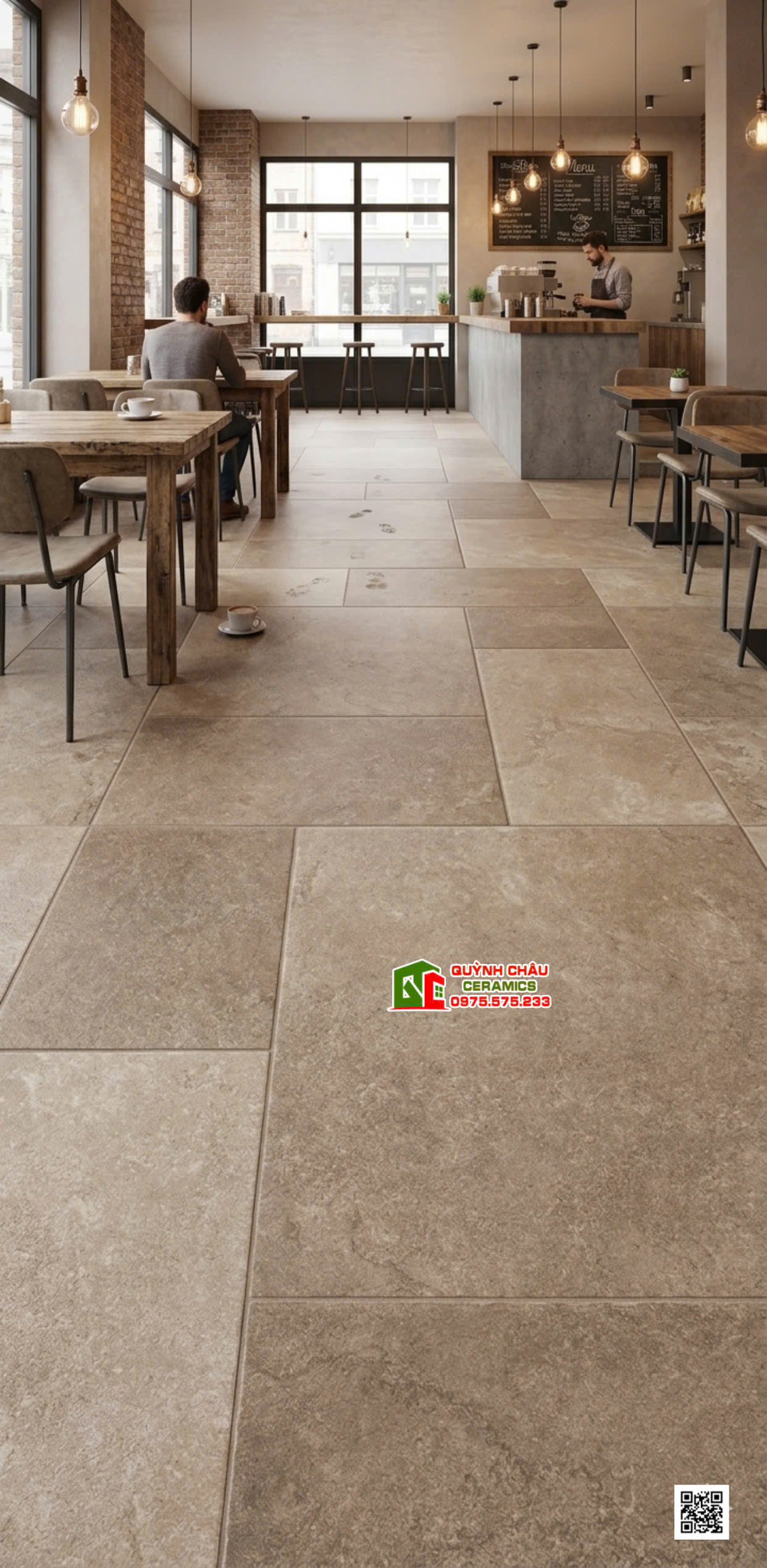 Gạch lát quán cafe ghép đa kích thước 60x120 trung quốc
