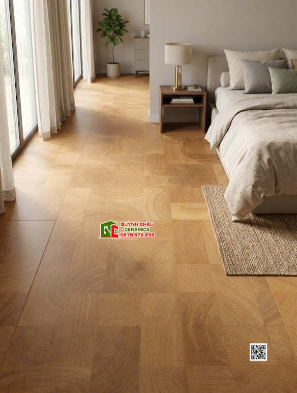 Gạch lát phòng ngủ giả gỗ họa tiết ghép 60x120 trung quốc