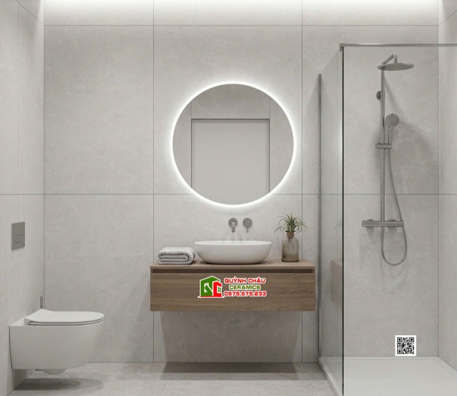 Gạch kis đá mờ xám nhạt 60x120 ốp lát phòng tắm