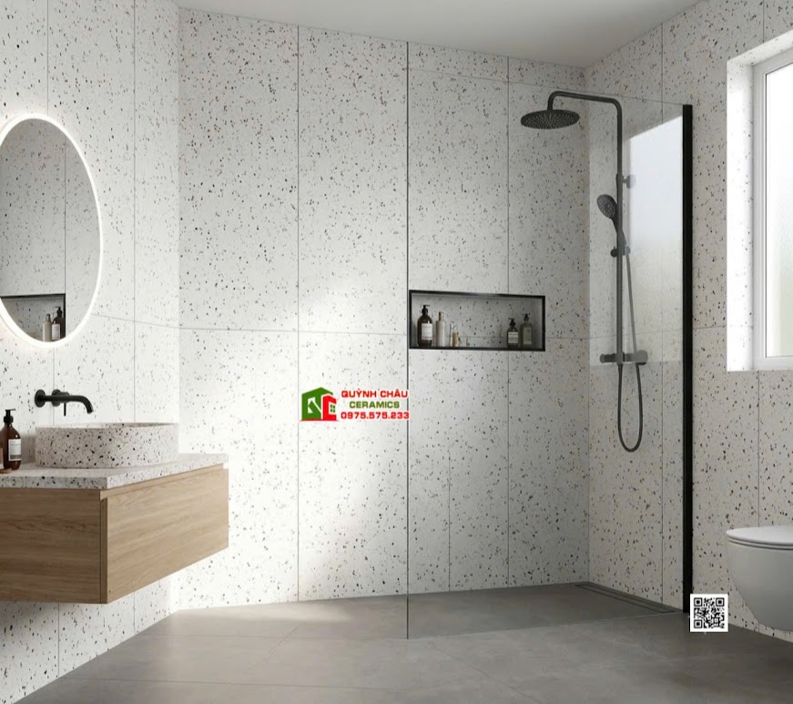Gạch kis 60x120 terrazzo ốp tường phòng tắm