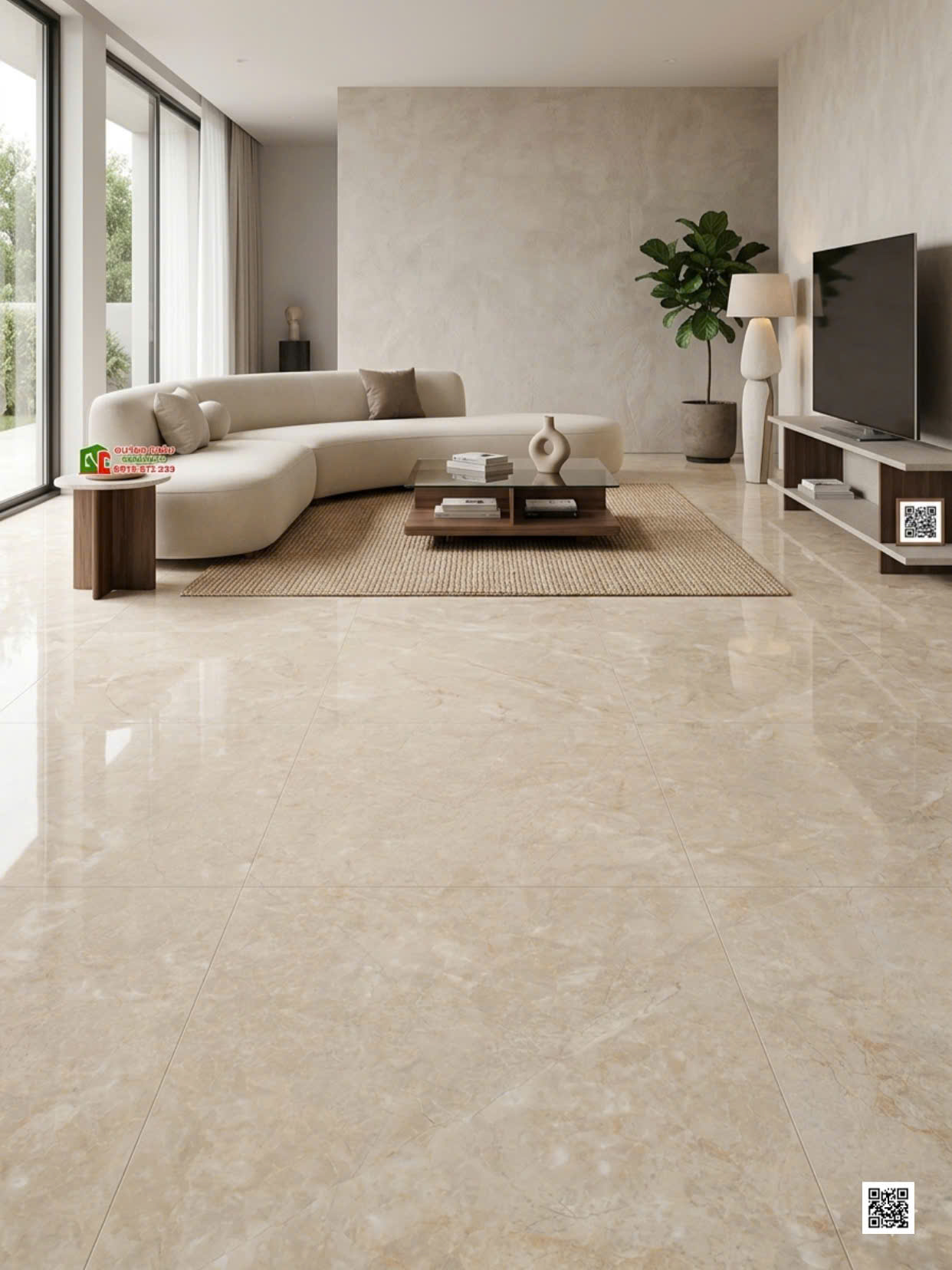 Gạch lát nền 120x120 bóng kiếng ấn độ vàng kem vân đá
