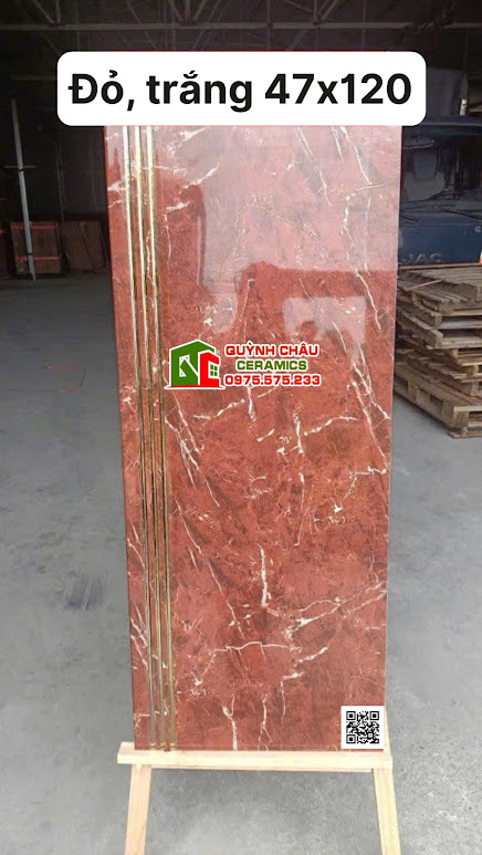 Gạch lát cầu thang 47x120 đỏ vân trắng cao cấp