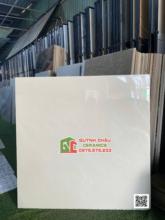 Gạch lát nền cmc 100x100 màu kem bóng kính cao cấp