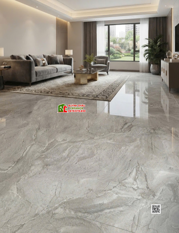 Gạch lát nền 120x120 xám marble bóng kiếng ấn độ