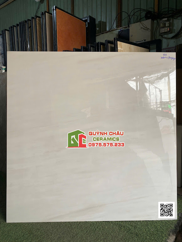 Gạch lát nền 120x120 bóng kính ấn độ vân đá xám kem