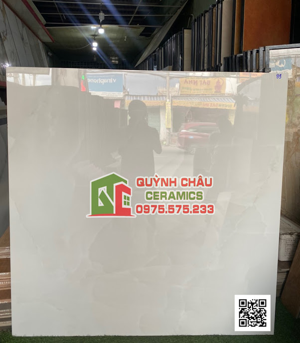 Gạch 120x120 màu kem vân mây bóng kiếng ấn độ