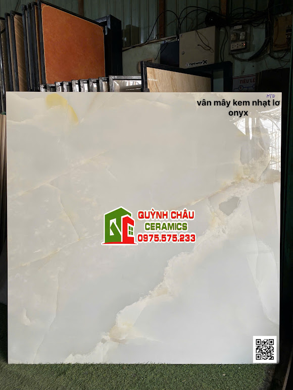 Gạch bóng kiếng ấn độ 120x120 vân đá onyx bóng kiếng kem nhạt 