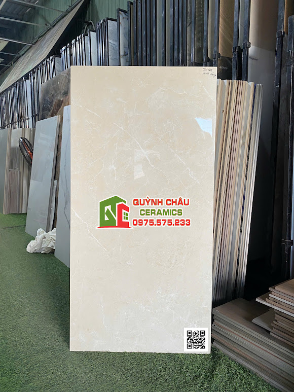 Gạch lát nền ấn độ 60x120 màu kem bóng kính