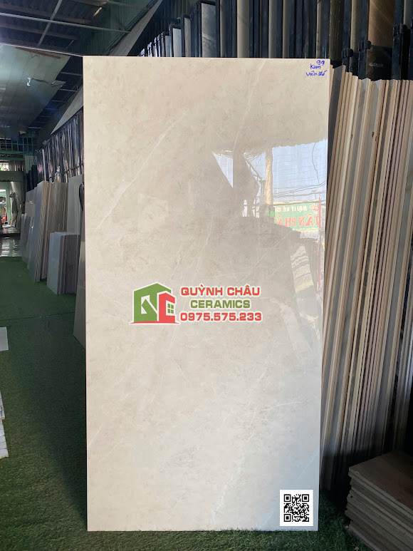 Gạch bóng kính kem vân nhẹ 60x120 ấn độ cao cấp