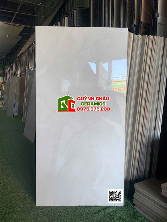 Gạch ấn độ 60x120 bóng kính màu xám kem