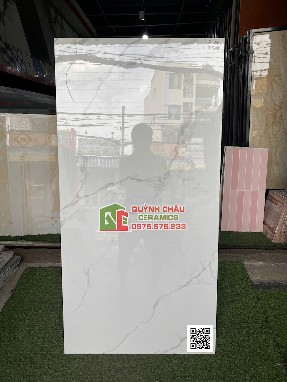 Gạch 60x120 xương trắng vân mây bóng kính ấn độ cao cấp