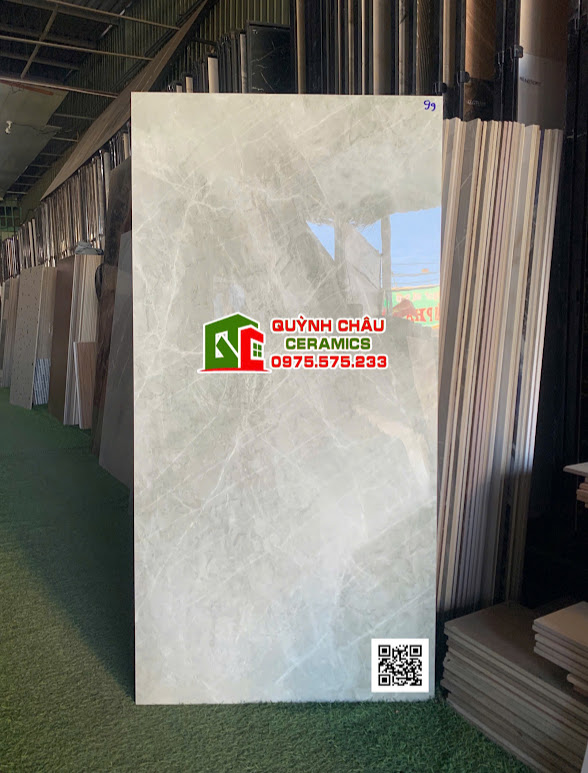 Gạch ấn độ 60x120 xám vân trắng bóng kính cao cấp